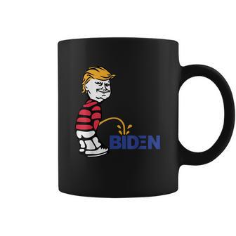 Trump 2021 Peeing Pissing Pee On Biden Anti Biden Coffee Mug | Favorety