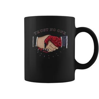 Trust No One American Traditional Tattoo Handshake Coffee Mug | Favorety