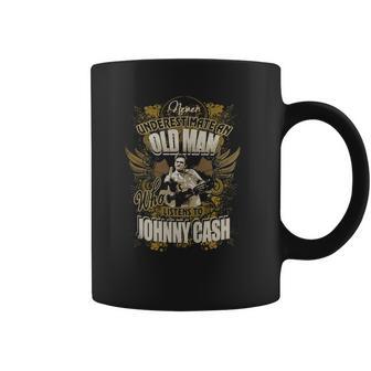 Never Underestimate An Old Man Listening To Johnny Cash Coffee Mug | Favorety UK