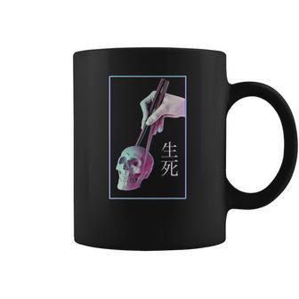 Vaporwave Aesthetic Chopsticks & Skull Pastel Goth Halloween Coffee Mug | Favorety CA