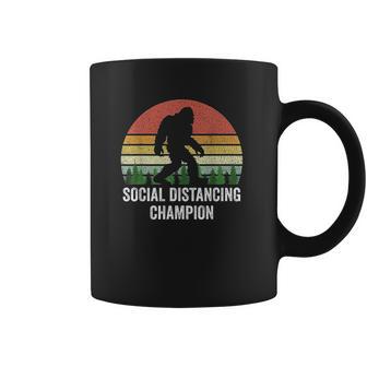 Vintage Retro Social Distancing Champion Funny Bigfoot Coffee Mug | Favorety