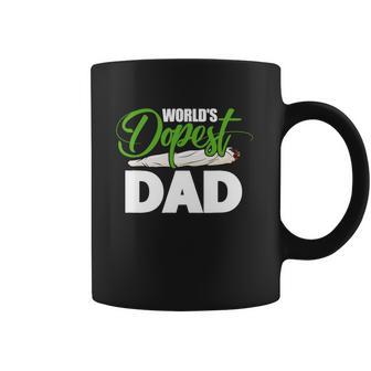 Weed Worlds Dopest Dad Funny Leaf Fashion Graphic Design Printed Casual Daily Basic Coffee Mug | Favorety