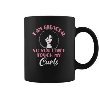 Womens I Am Biracial Funny Curls Mixed Race Girl Multiracial Ethnic V-Neck Coffee Mug | Favorety CA