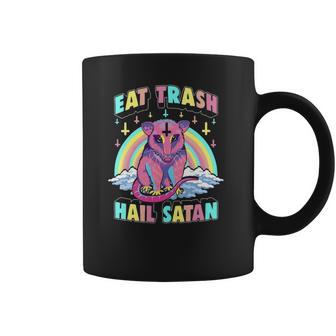 Womens Eat Trash Hail Satan Kawaii Pastel Goth Possum V-Neck Coffee Mug | Favorety UK