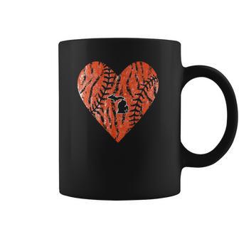 Womens Vintage Detroit Baseball Heart With Tiger Stripes Coffee Mug | Favorety DE