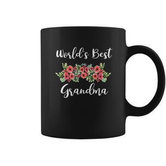 Worlds Best Grandma Flower Swag Grandma Gifts Coffee Mug | Favorety CA