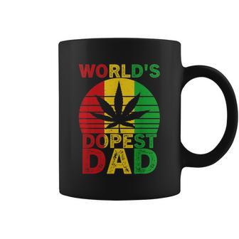 Worlds Dopest Dad Vintage Weed Leaf Cannabis Marijuana Coffee Mug | Favorety