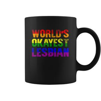 Worlds Okayest Lesbian Rainbow Gay Pride Homo Lgbt Coffee Mug | Favorety