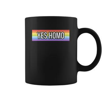 Yes Homo Gift Funny Gay Pride Month Meaningful Gift Graphic Design Printed Casual Daily Basic Coffee Mug | Favorety