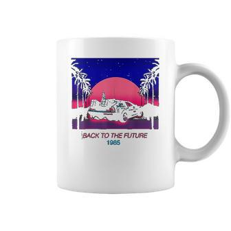 Back To The Future 1985 Neon Delorean Sunset Graphic Coffee Mug | Favorety