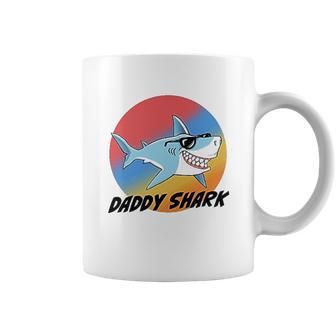 Daddy Shark With Sunglasses And Vintage Sunset Coffee Mug | Favorety CA