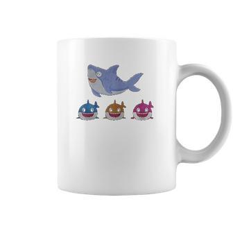 Daddy Shark And Three Baby Sharks Coffee Mug | Favorety