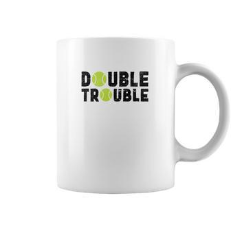 Double Trouble Doubles Players Funny Tennis Coffee Mug | Favorety UK