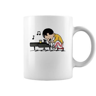 Freddie Mercury Peanuts Playing Piano And Dinking Wine Shirt Coffee Mug | Favorety UK