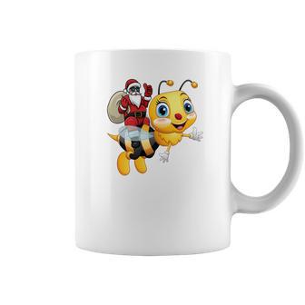 Funny Bee Christmas Santa Riding On Honey Bee Coffee Mug | Favorety DE