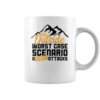 Funny Camping Go Outside Worst Case Bear Attacks Coffee Mug | Favorety CA