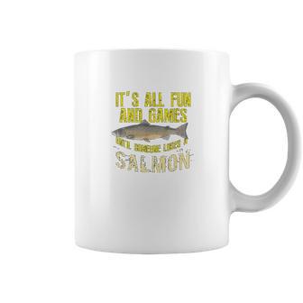 Funny Salmon Fishing Freshwater Saltwater Fish Gift Coffee Mug | Favorety AU