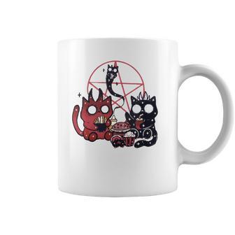 Kawaii Pastel Goth Art Cute Demon Cats Pentagram Fries Chill Coffee Mug | Favorety AU