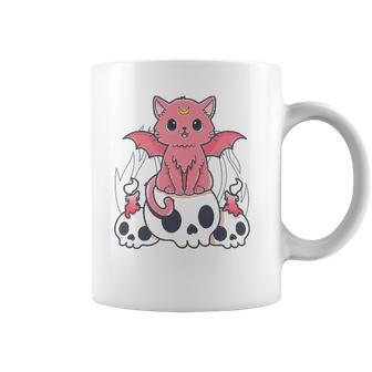 Kawaii Pastel Goth Cute Creepy Demon Cat And Skull Anime Art Coffee Mug | Favorety AU