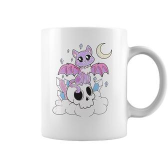 Kawaii Pastel Goth Witchy Cat And Skull Cute Creepy Coffee Mug | Favorety AU