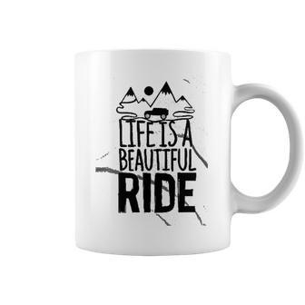 Life Is A Beautiful Ride Style Outline On An Offroad Ash Gray Made In Usa Coffee Mug | Favorety CA