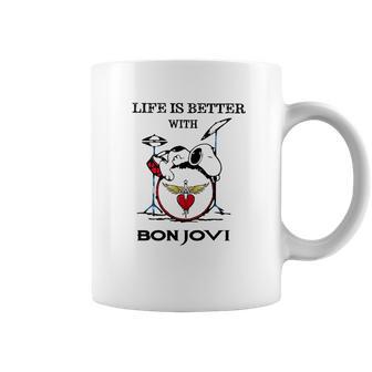 Life Is Better With Bon Jovi Snoopy Rock Band Coffee Mug | Favorety