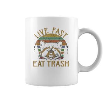 Live Fast Eat Trash Racoon Retro Vintage Trash Pandas Coffee Mug | Favorety UK