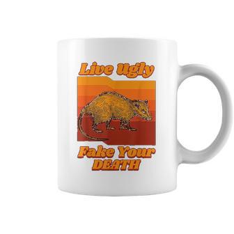 Live Ugly Fake Your Death Retro Coffee Mug | Favorety