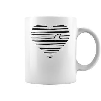 Love Shark Minimalist Line Drawing Shark Fin Coffee Mug | Favorety