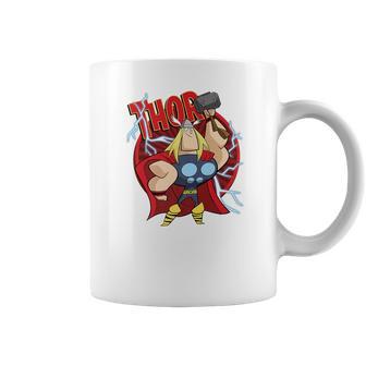 Marvel Thor God Of Thunder Retro Power Stance Logo Coffee Mug | Favorety UK