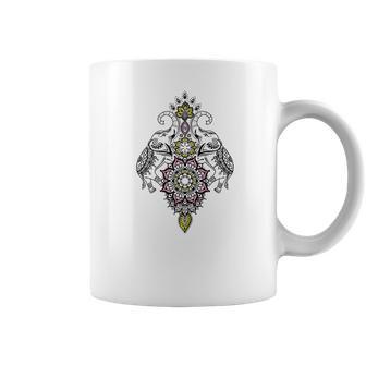 Mirrored Ornate Elephants Henna Art Coffee Mug | Favorety AU