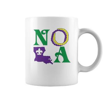 Nola New Orleans Louisiana Mardi Gras Beads Fleur De Lis Lily Coffee Mug | Favorety DE