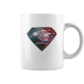 Official Philadelphia Eagles And Philadelphia Phillies Superman American Flag Layer Simpson Shirt Coffee Mug | Favorety DE