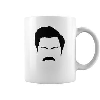 Parks And Rec Fans Ron Swanson Mustache Face Silhouette Coffee Mug | Favorety DE