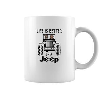 Pit Bull In A Jeep Coffee Mug | Favorety