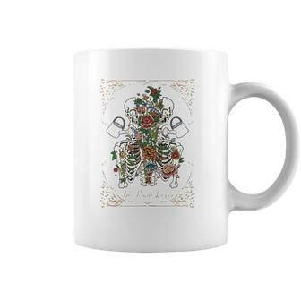 The Plant Lover Tarot Card Skeleton Skull Flowers Plants Coffee Mug | Favorety