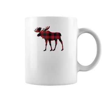 Red Black Buffalo Plaid Flannel Christmas Moose Coffee Mug | Favorety AU