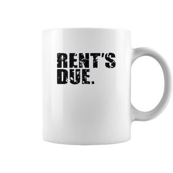 Rents Due Work Hard Bodybuilder Weightlifting Distressed Coffee Mug | Favorety AU