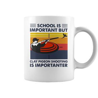 School Is Important But Clay Pigeon Shooting Is Importanter Vintage Shirt Coffee Mug | Favorety UK