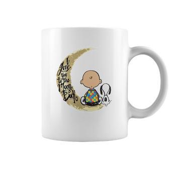 Snoopy Charlie Brown Autism I Love You To The Moon Back Coffee Mug | Favorety AU