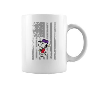 Snoopy Playing Baseball Snoopy Usa Flag T-Shirt Coffee Mug | Favorety UK