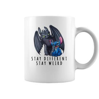 Stitch And Toothless Stay Different Stay Weird Coffee Mug | Favorety UK