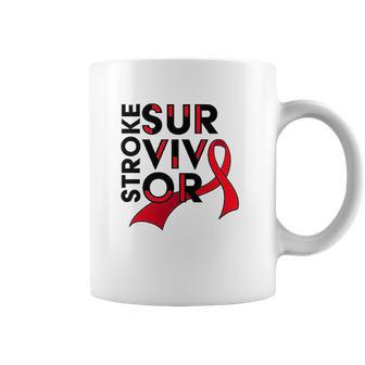 Stroke Survivor Red Ribbon Awareness Coffee Mug | Favorety