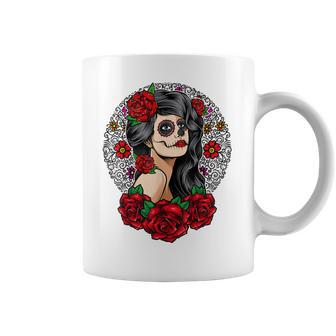 Sugar Skull Day Of The Dead Dia De Los Muertos Flowers Coffee Mug | Favorety AU