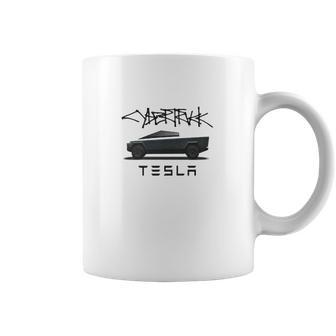 Tesla Cybertruck Truck And Logo Coffee Mug | Favorety