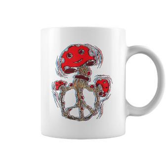 Trippy Magic Mushrooms Peace Sign 70S Coffee Mug | Favorety