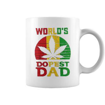 Weed Worlds Dopest Dad Funny Leaf Cool Vintage Coffee Mug | Favorety