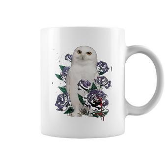 A White Owl And Purple Roses Coffee Mug | Favorety AU