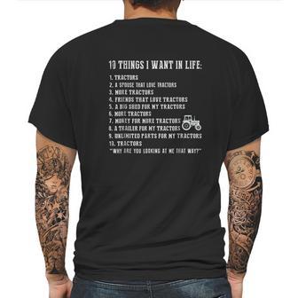 10 Things I Want In Life And All That Is Tractor Mens Back Print T-shirt | Favorety AU