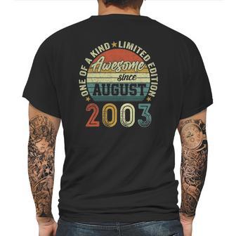 19 Years Old Birthday Awesome Since August 2003 19Th Birthday Mens Back Print T-shirt | Favorety